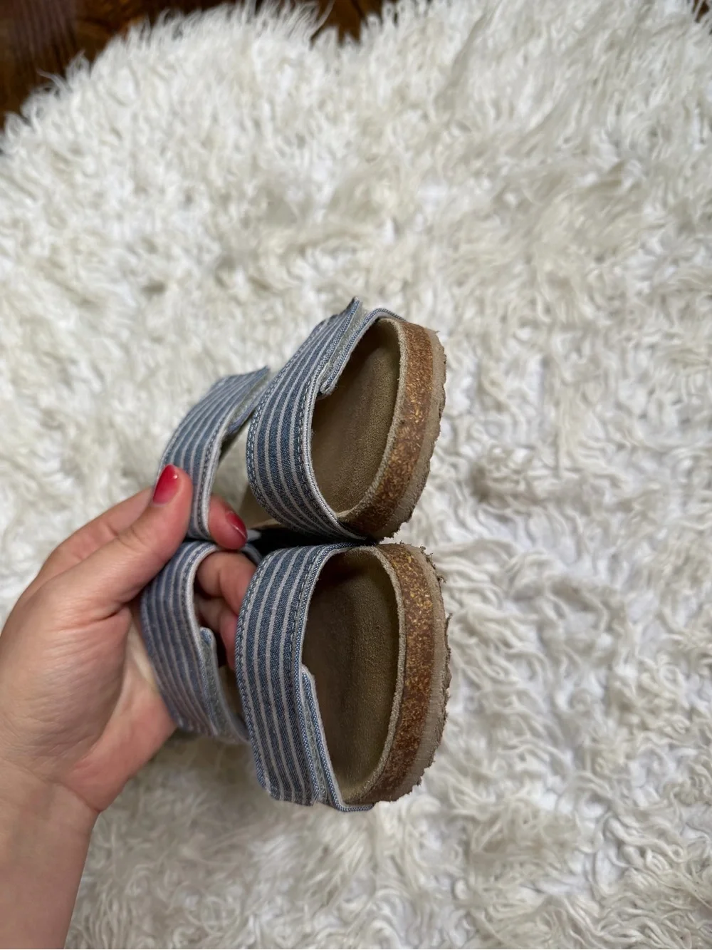 next Blue and White Striped Hook-and-Loop Kids Sandals